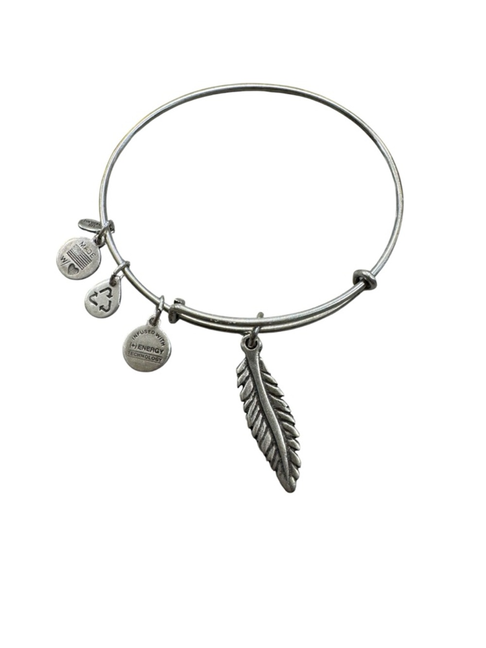 Alex and Ani Silver Feather Charm Expandable Bracelet